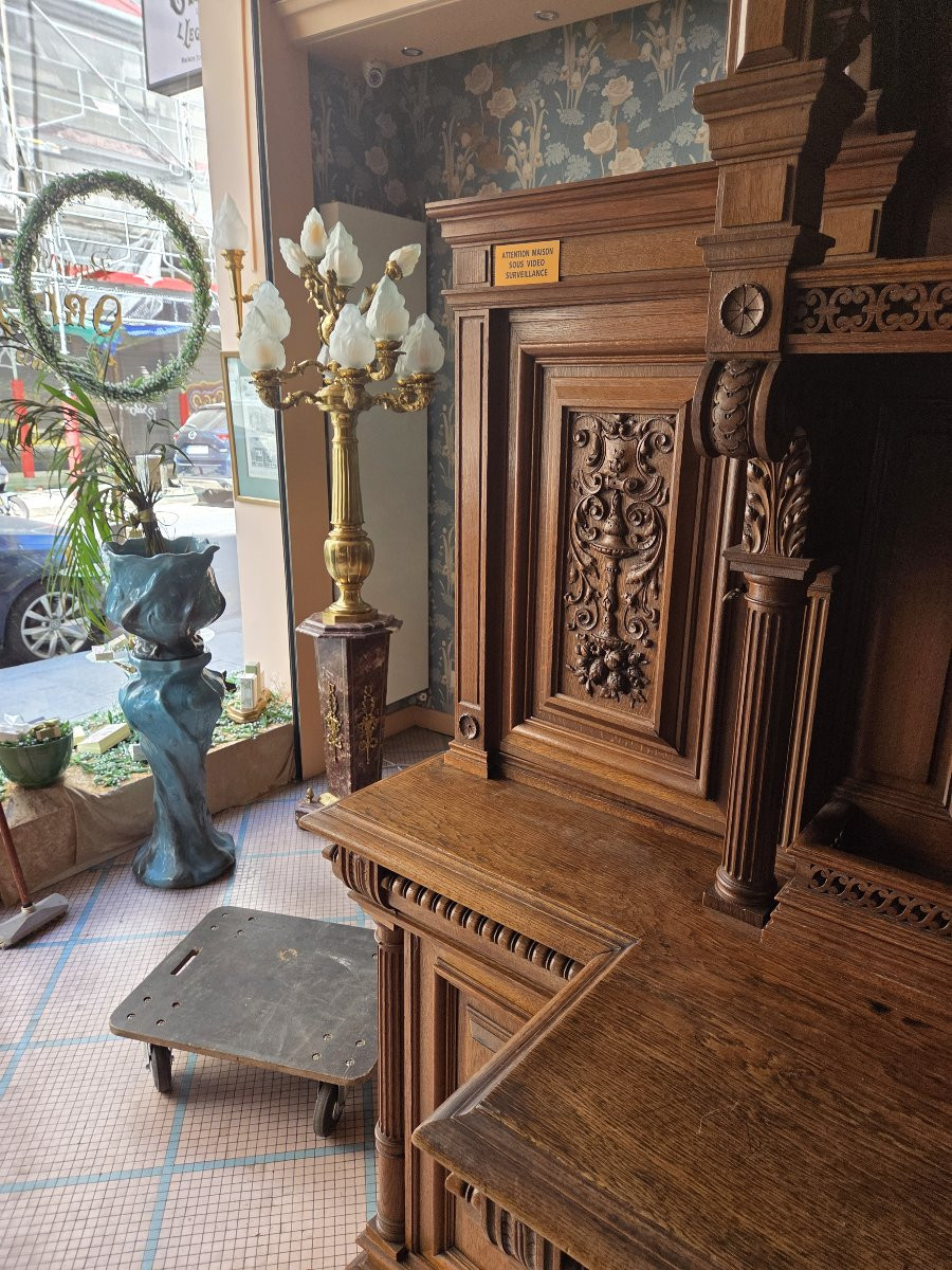 Very Large Renaissance-style Presentation Sideboard In Oak, Early 1900s-photo-7