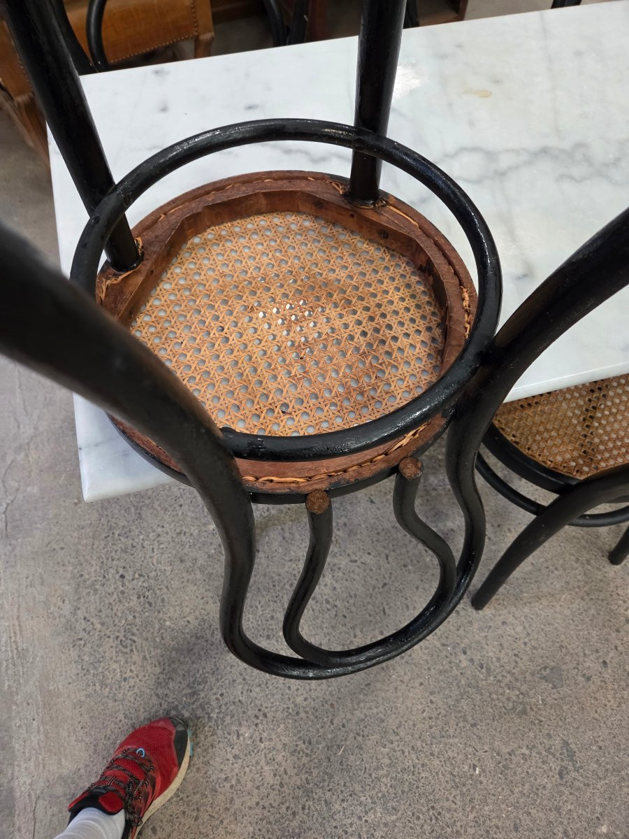 Marble And Cast-iron Bistro Table And 4 Mundus Chairs Circa 1900-photo-3