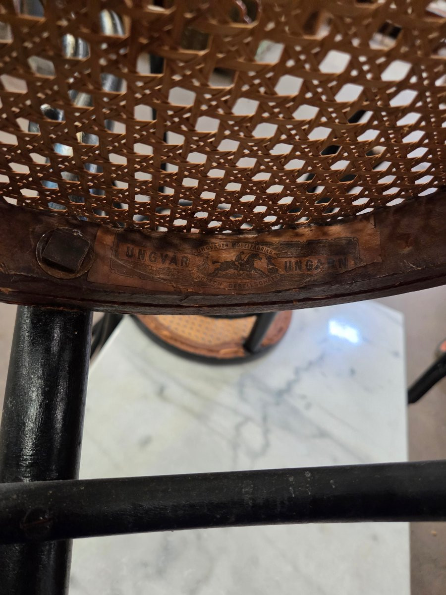 Marble And Cast-iron Bistro Table And 4 Mundus Chairs Circa 1900-photo-4