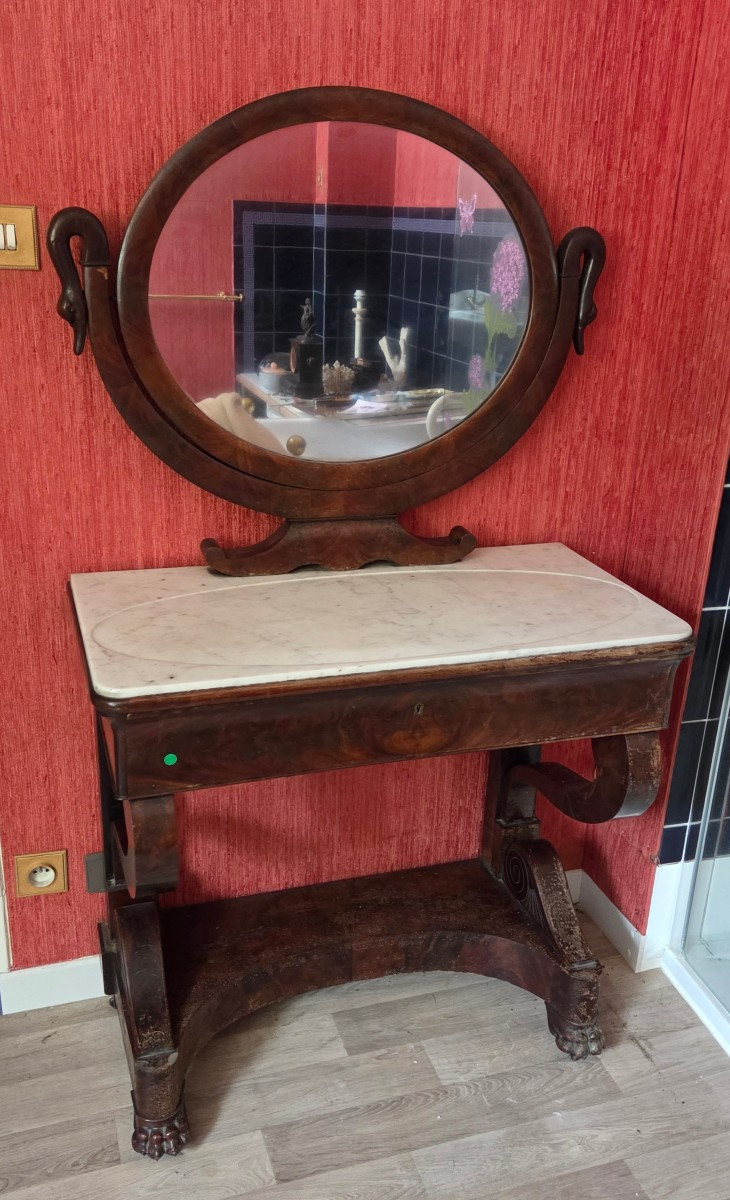 Coiffeuse empire en acajou d'époque 