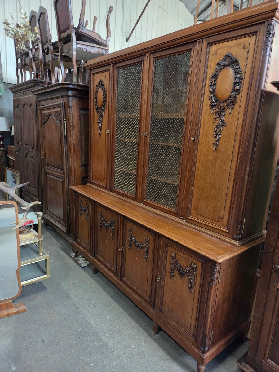 Early 20th Century Louis XVI Mahogany Buffet Bookcase-photo-2