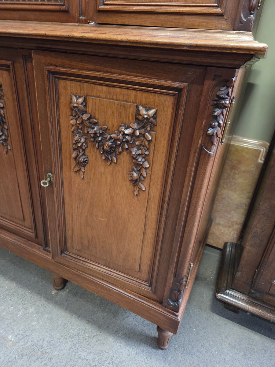 Early 20th Century Louis XVI Mahogany Buffet Bookcase-photo-3