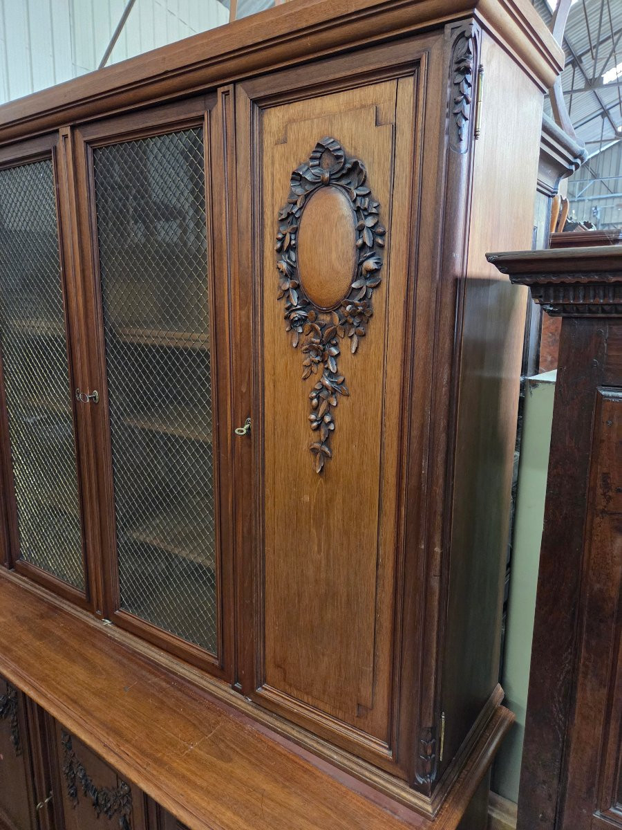 Early 20th Century Louis XVI Mahogany Buffet Bookcase-photo-1