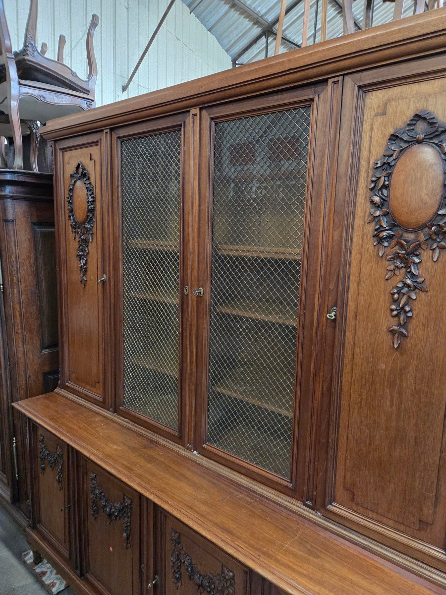 Early 20th Century Louis XVI Mahogany Buffet Bookcase-photo-3