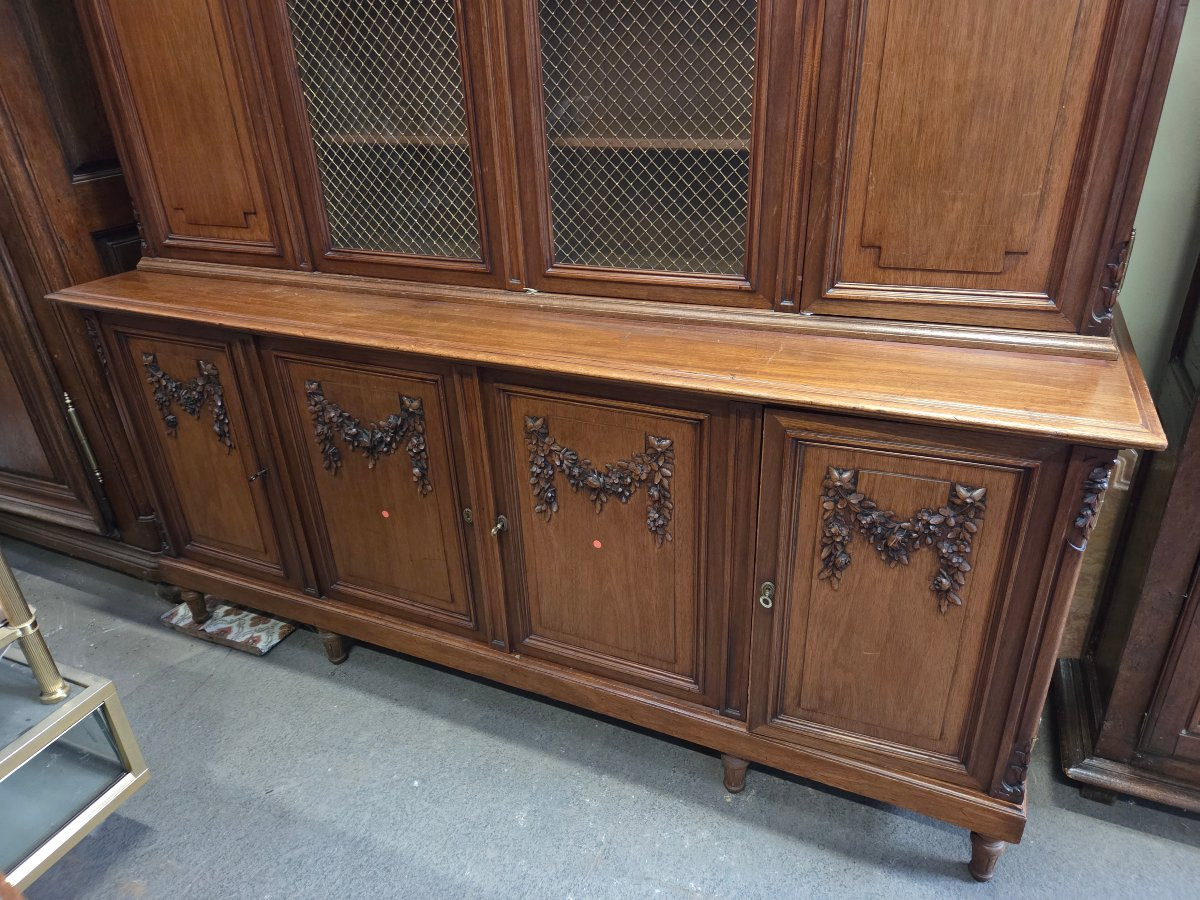 Early 20th Century Louis XVI Mahogany Buffet Bookcase-photo-4
