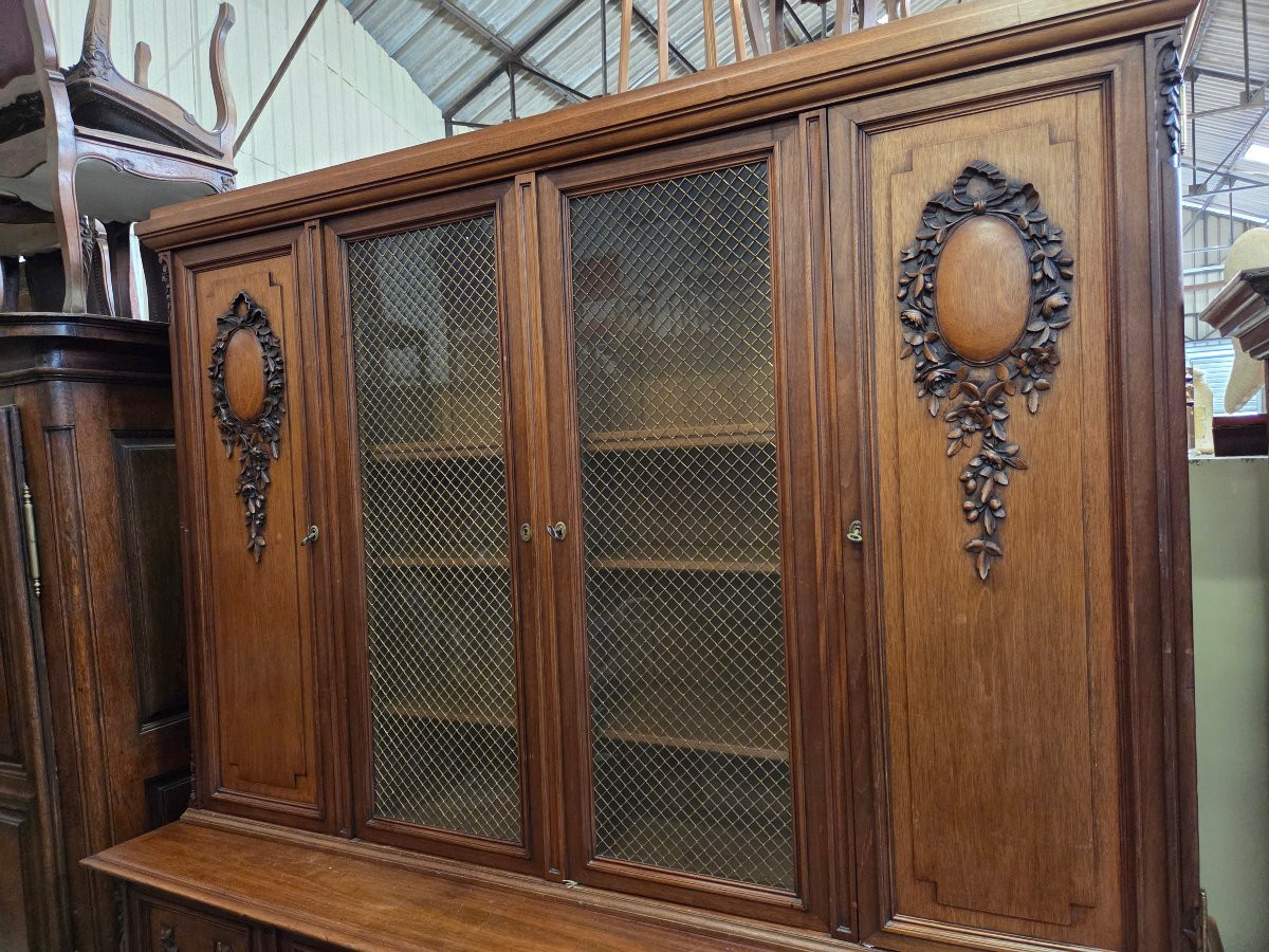 Early 20th Century Louis XVI Mahogany Buffet Bookcase-photo-5