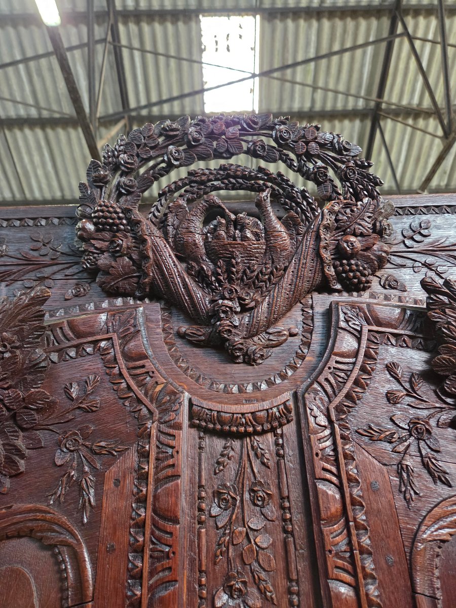 Very Richly Carved Normandy Armoire Dated 1840 Measuring 246cm-photo-3