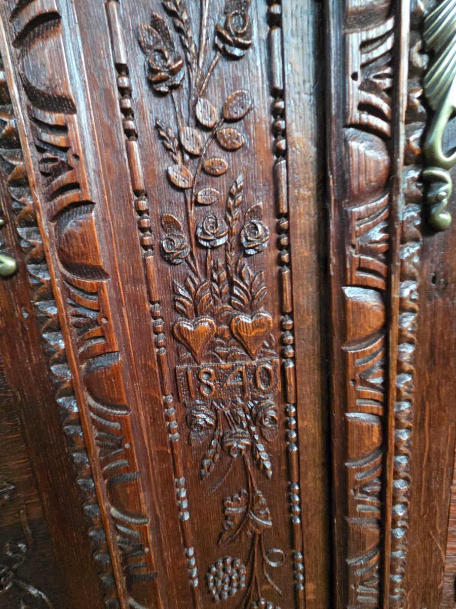 Very Richly Carved Normandy Armoire Dated 1840 Measuring 246cm-photo-2