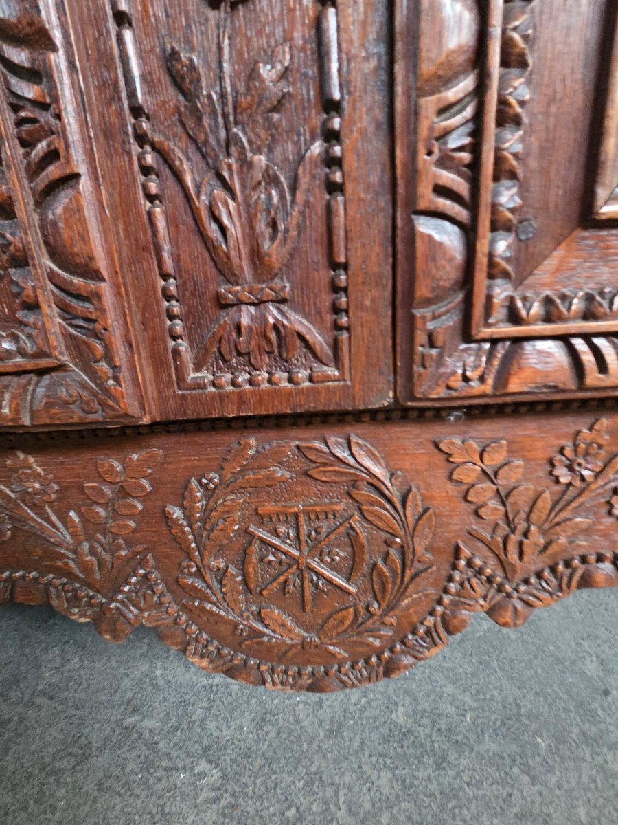 Very Richly Carved Normandy Armoire Dated 1840 Measuring 246cm-photo-3