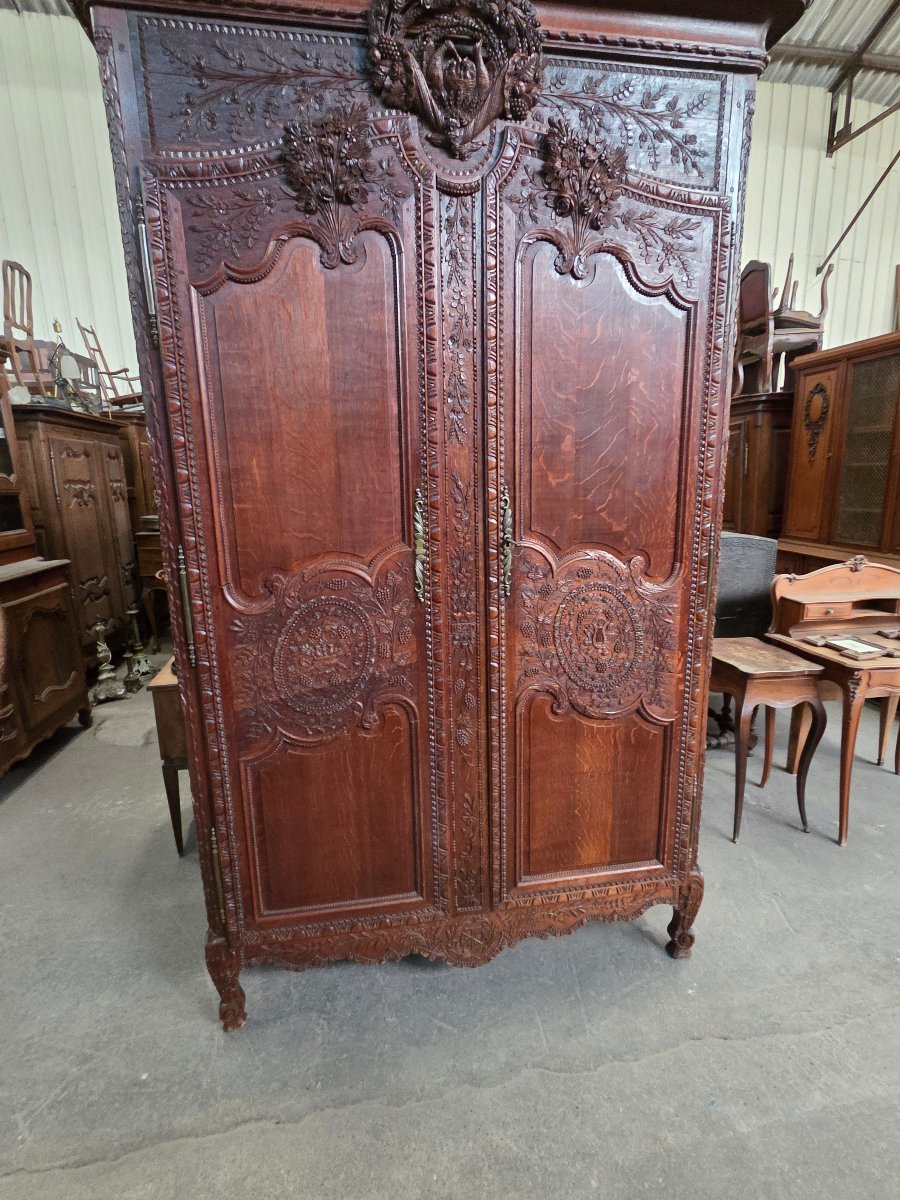 Very Richly Carved Normandy Armoire Dated 1840 Measuring 246cm