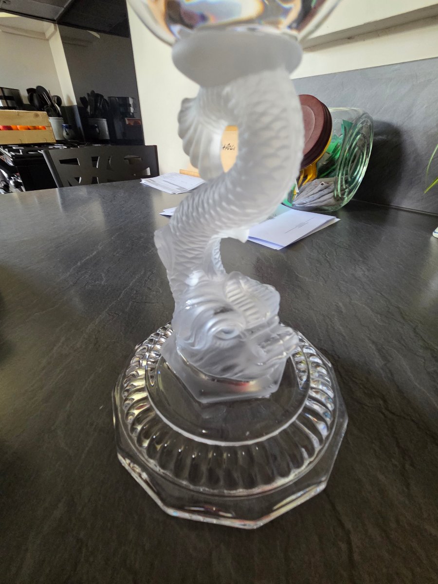 Vase en baccarat des années 50 le pietement et un dauphin -photo-2