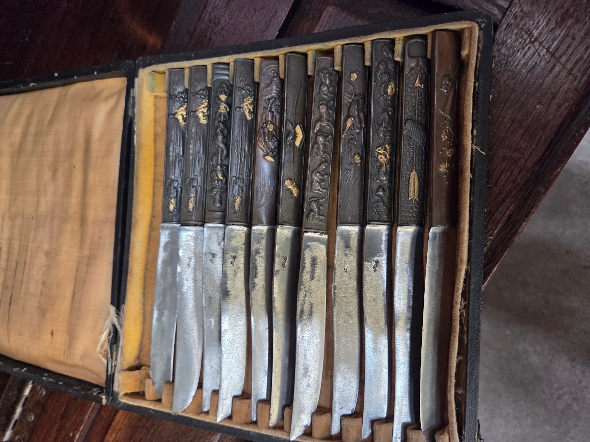 Set Of 11 Japanese Knives From The Late 19th Century 