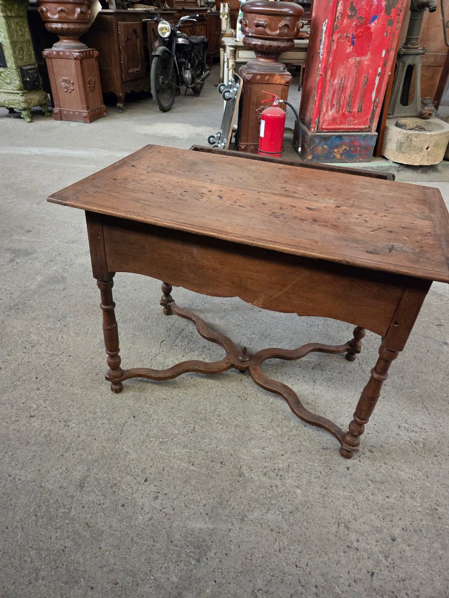 Table écritoire Louis XIV en chêne -photo-4