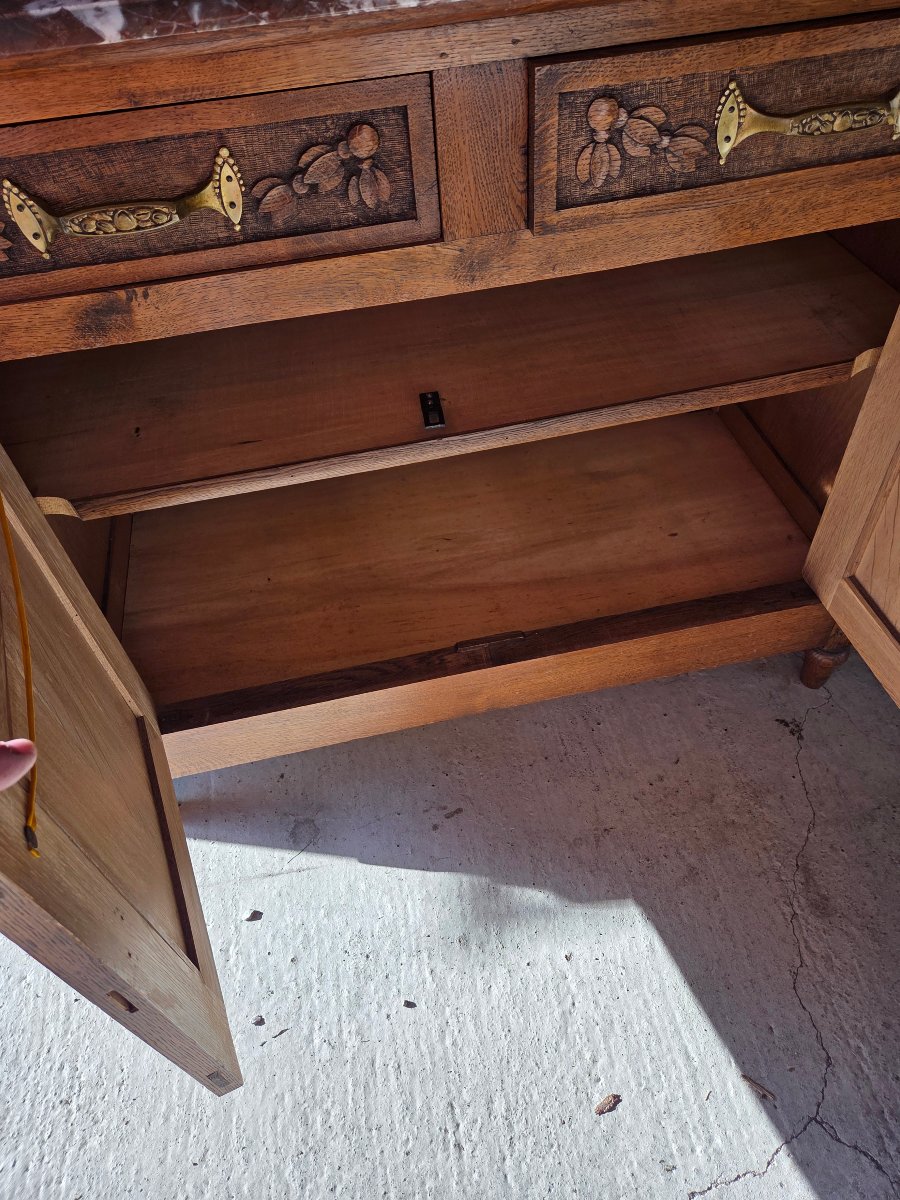 Early 20th-century Oak Vanity With Art Nouveau Decoration -photo-3