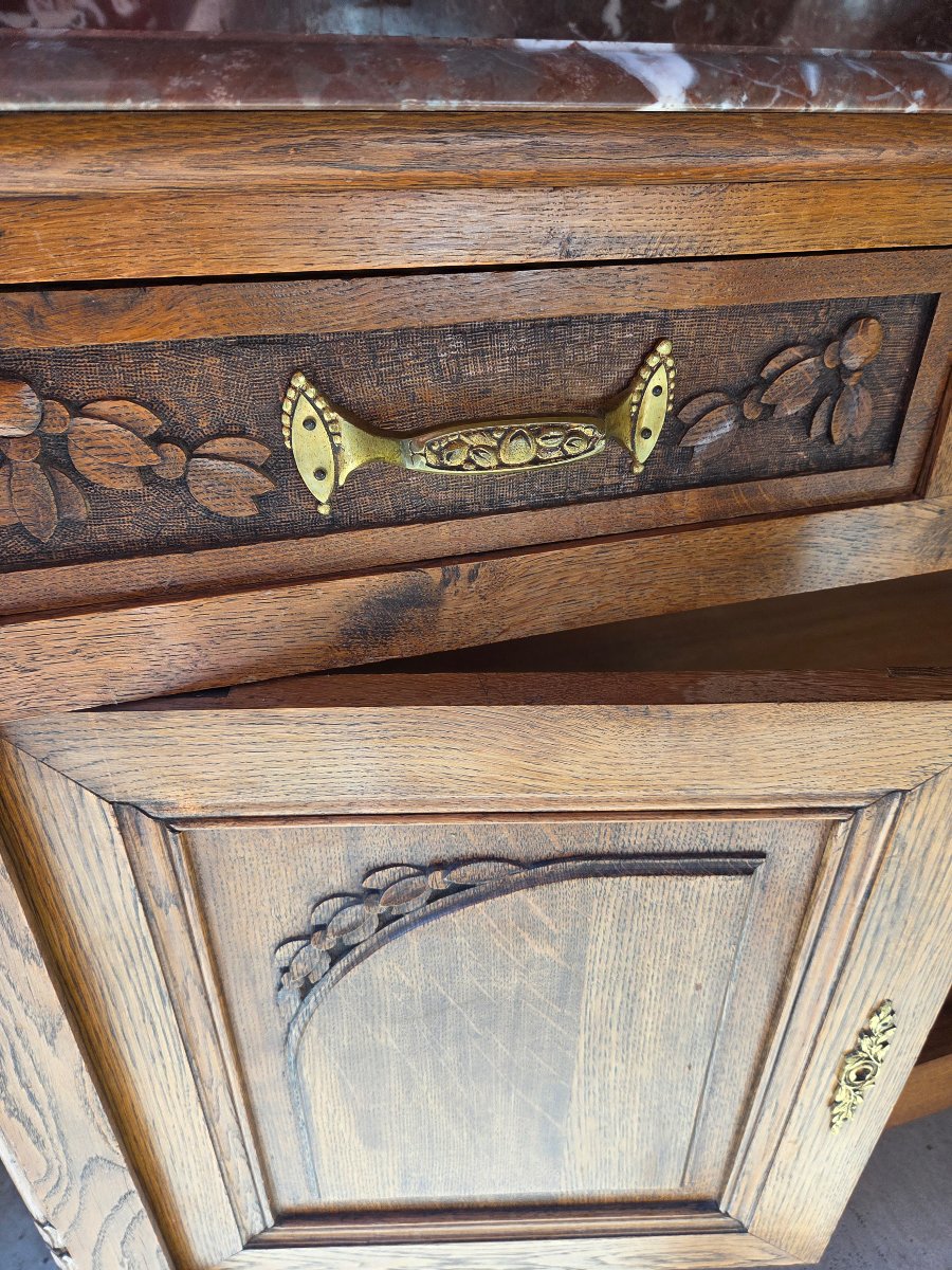 Early 20th-century Oak Vanity With Art Nouveau Decoration -photo-7