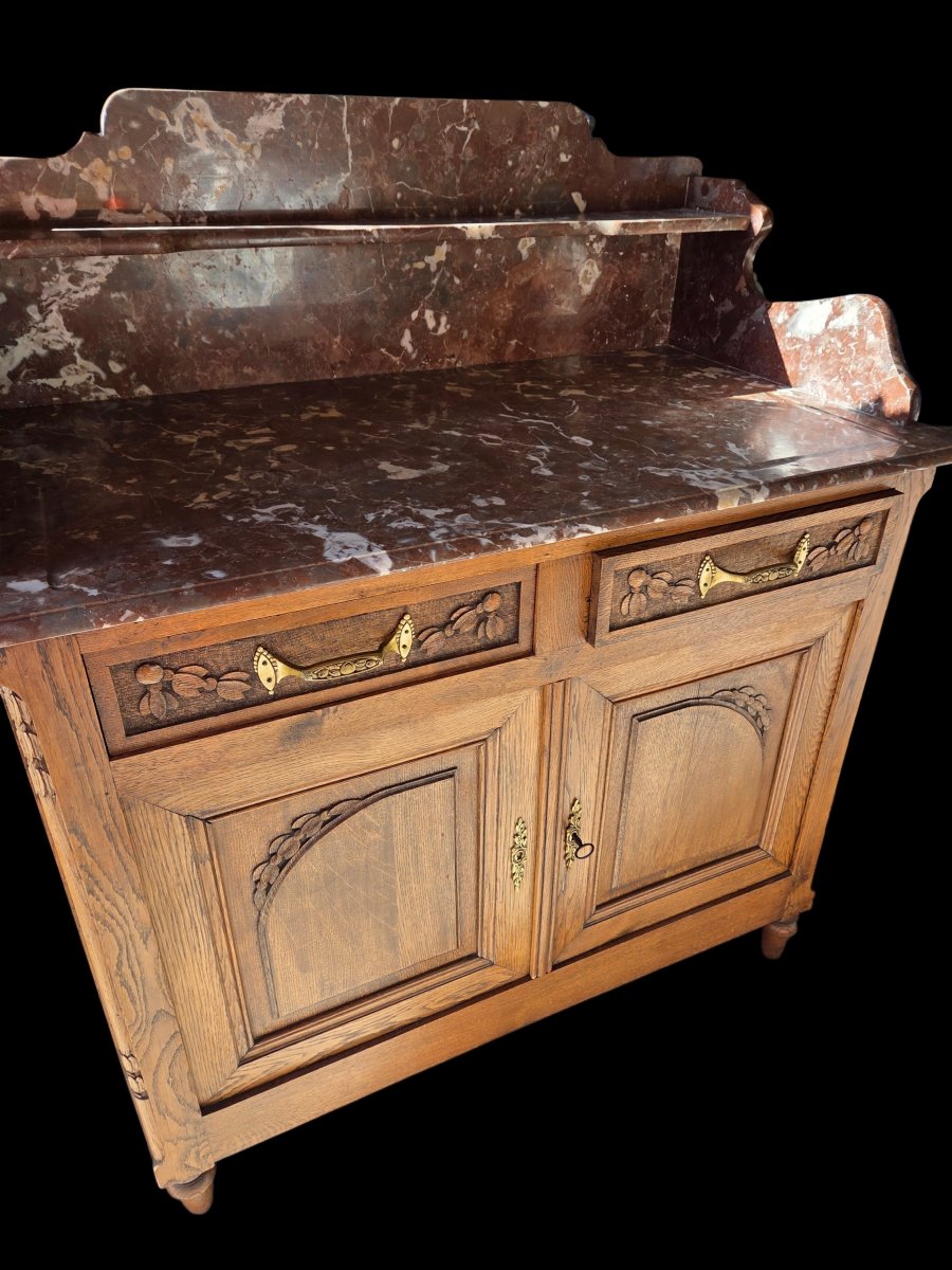 Early 20th-century Oak Vanity With Art Nouveau Decoration 
