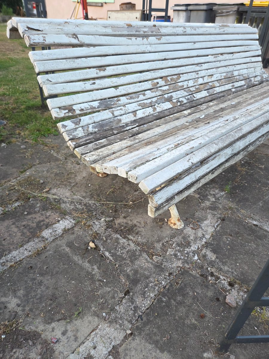 Late 19th-century Garden Bench With Cast-iron And Wood Base -photo-2