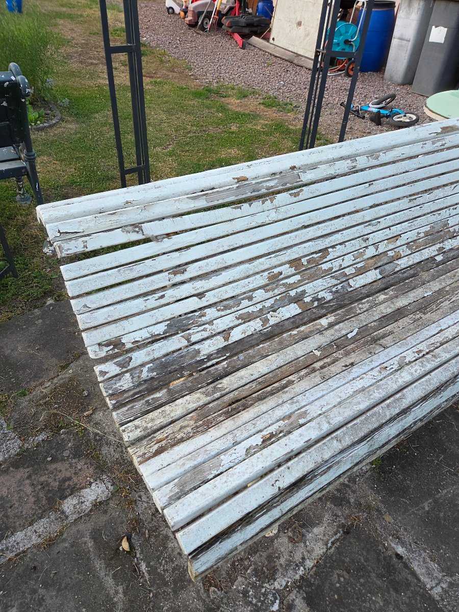 Late 19th-century Garden Bench With Cast-iron And Wood Base -photo-5