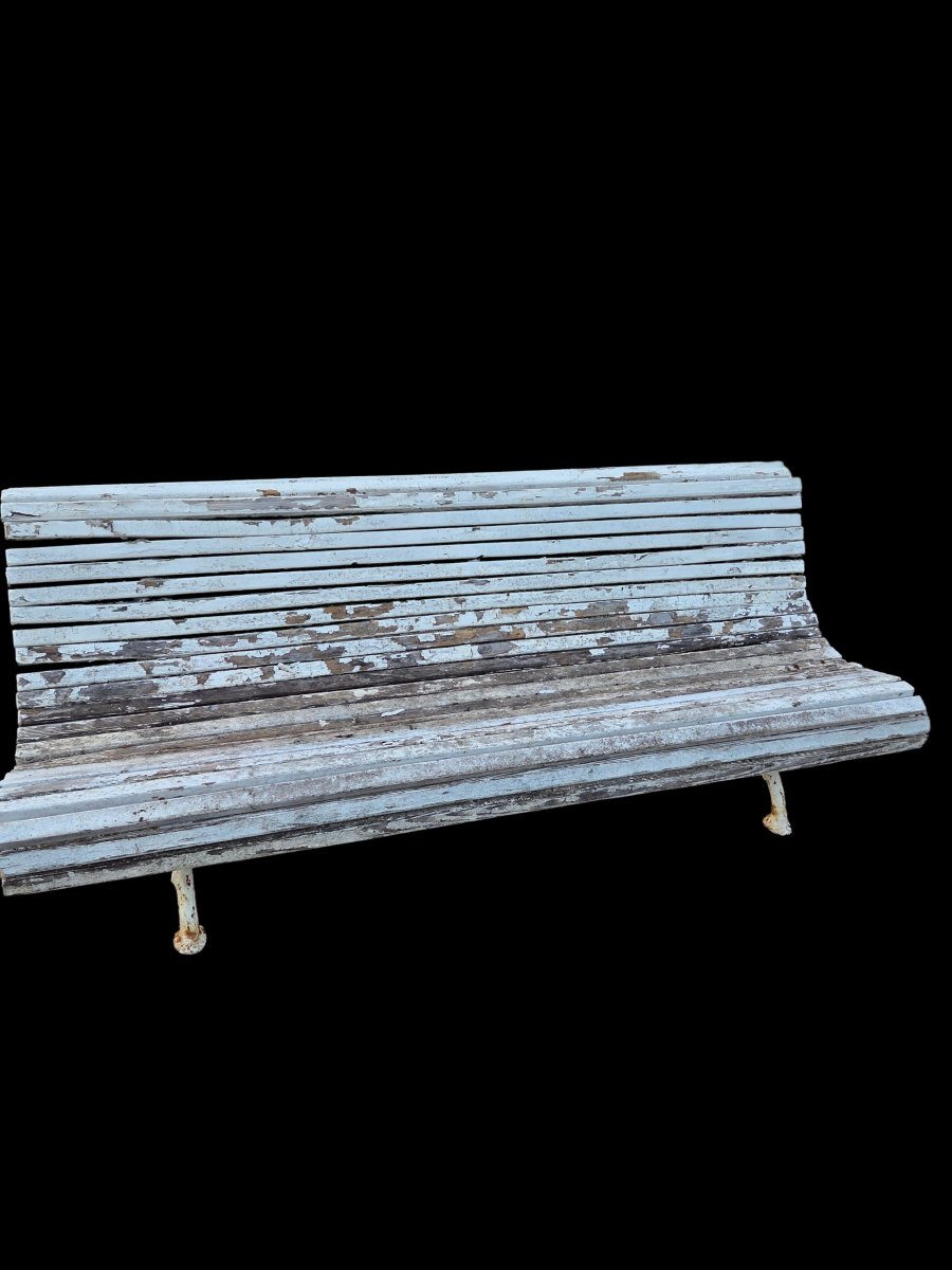 Late 19th-century Garden Bench With Cast-iron And Wood Base 