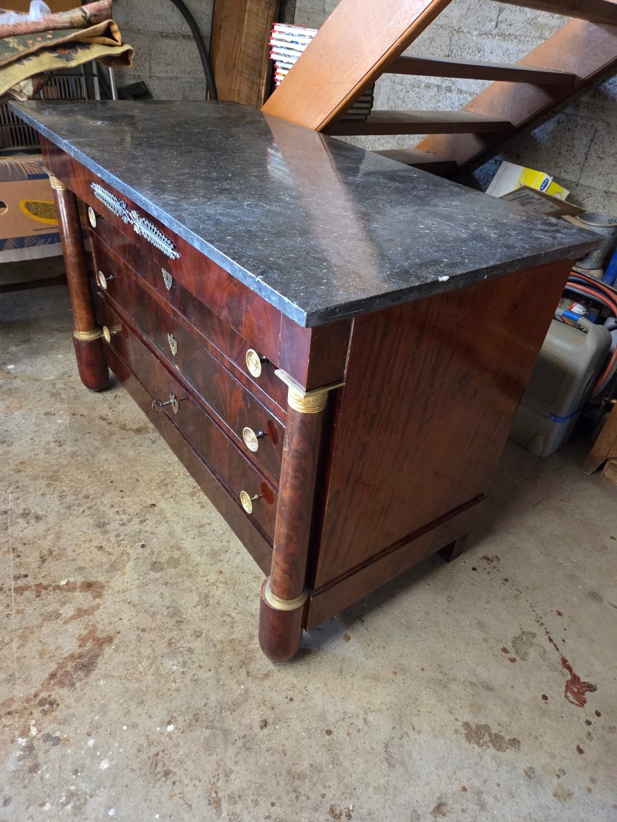 Commode empired'epoque  en acajou a colonnes detachees-photo-1
