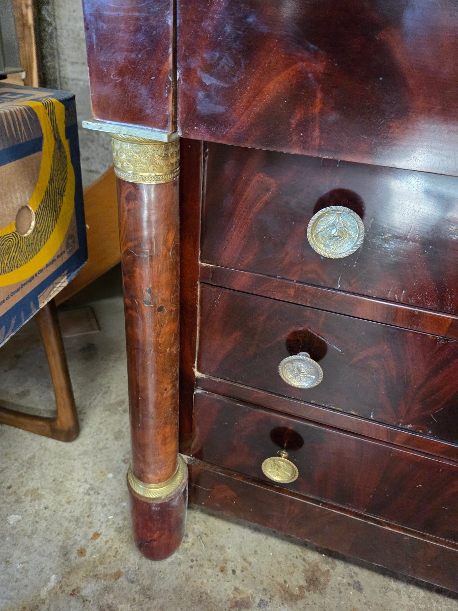 Commode empired'epoque  en acajou a colonnes detachees-photo-2