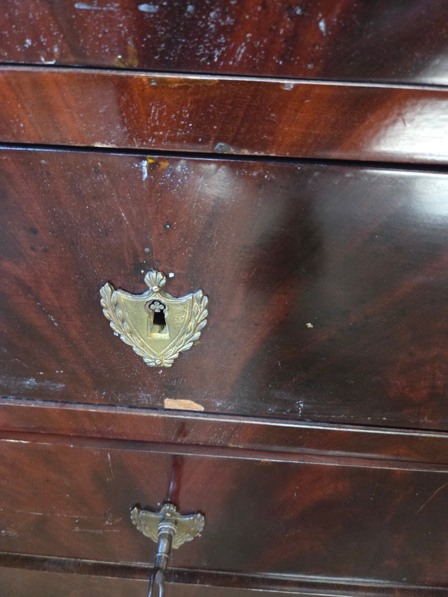 Commode empired'epoque  en acajou a colonnes detachees-photo-4