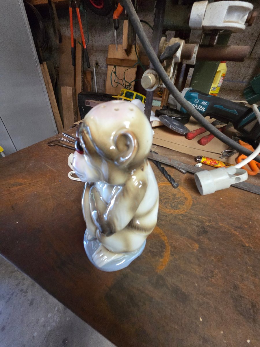 Veilleuse des années 50 en céramique modèle  Singe-photo-2