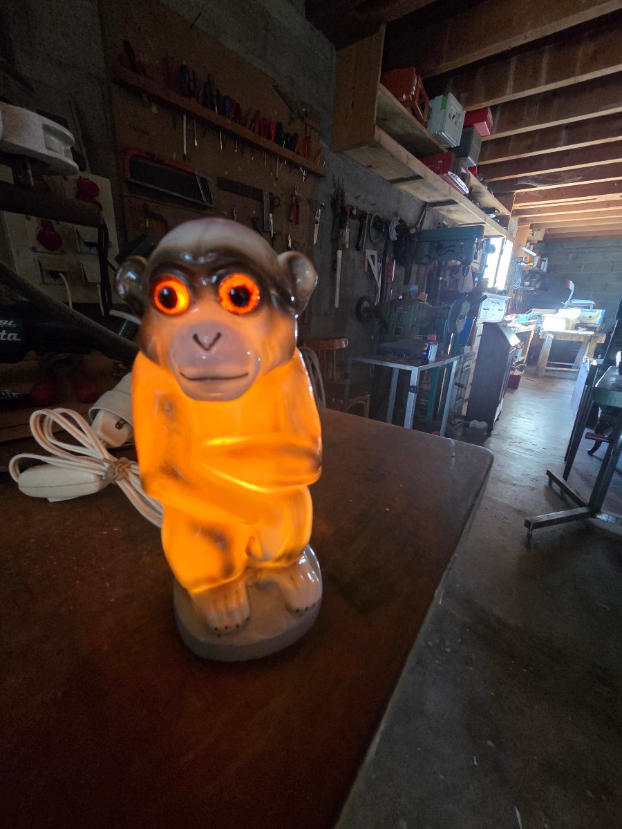 Veilleuse des années 50 en céramique modèle  Singe-photo-3