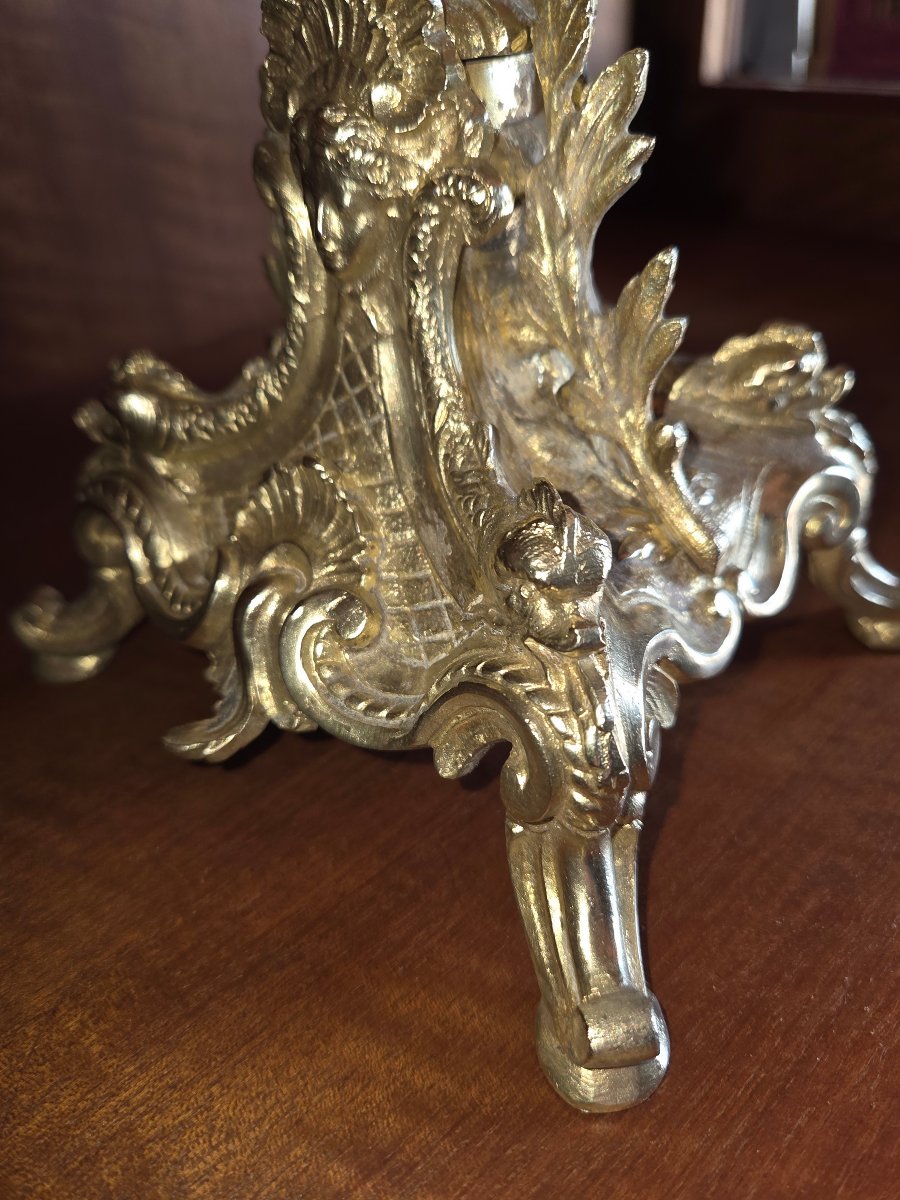 Paire de chandelier louis XV d'epoque napoleon III  En bronze-photo-3