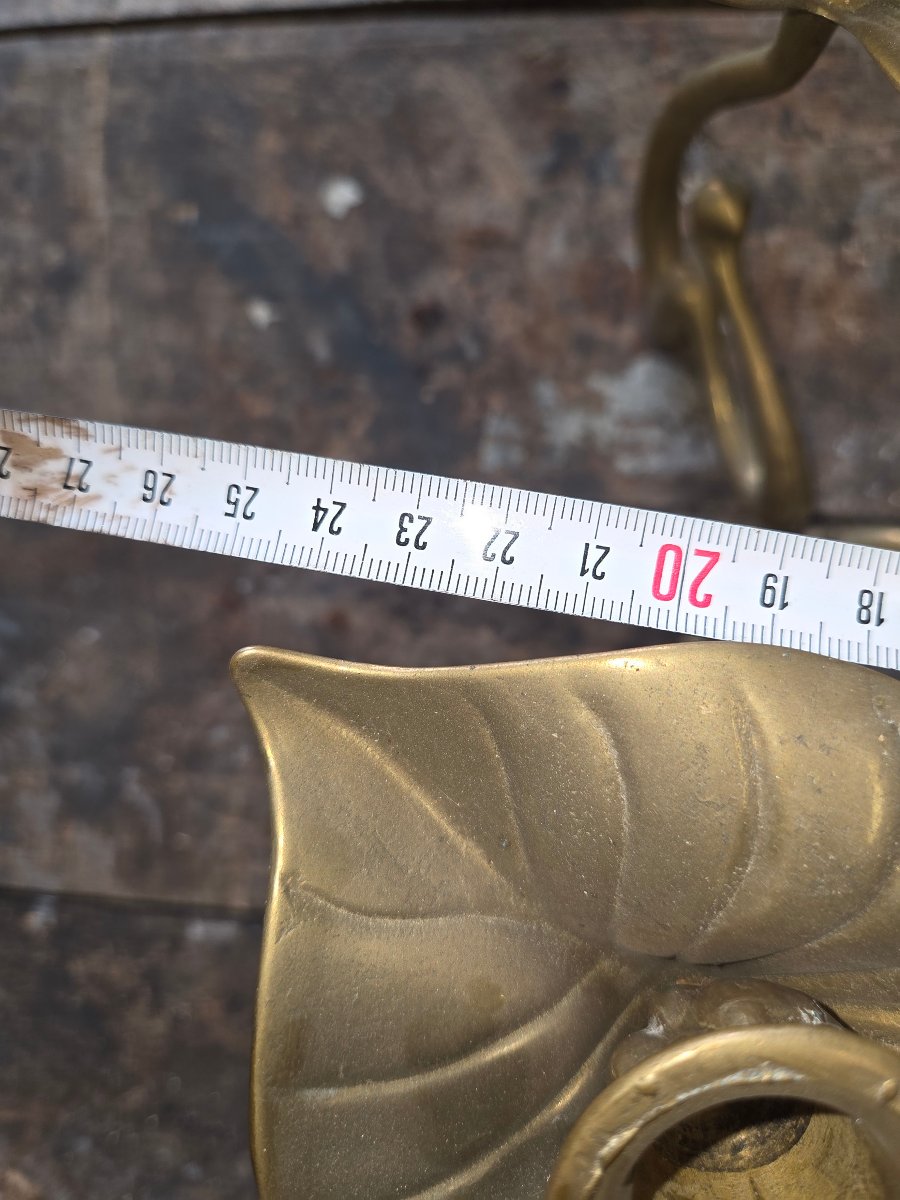 Art Nouveau 3-branch Bronze Candlestick-photo-4