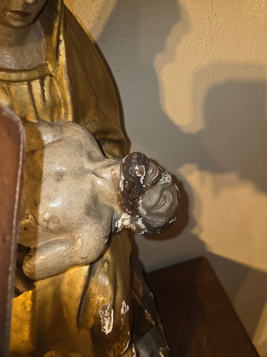 18th-century Pietà In Gilded And Polychrome Wood -photo-2