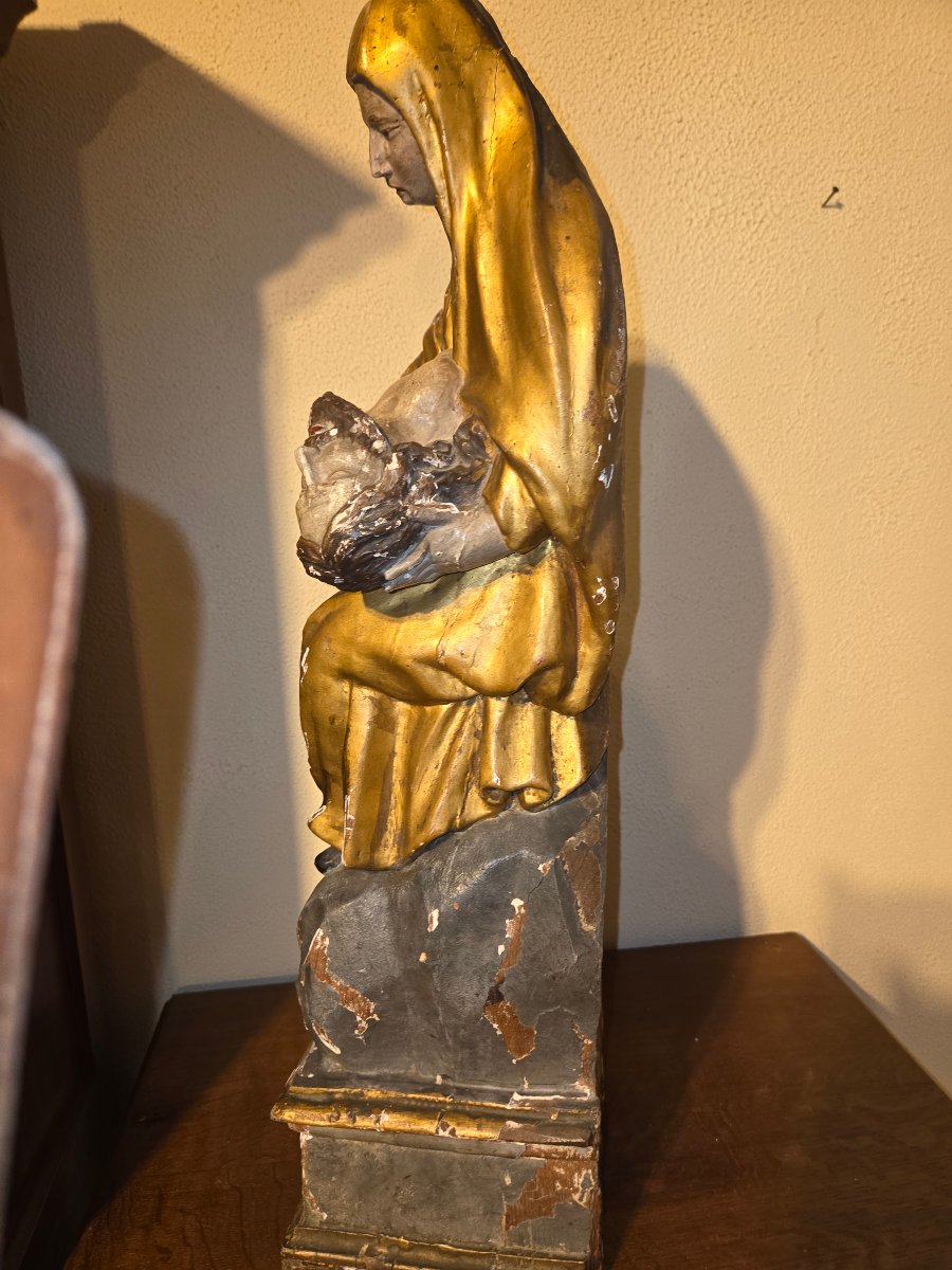 18th-century Pietà In Gilded And Polychrome Wood -photo-5