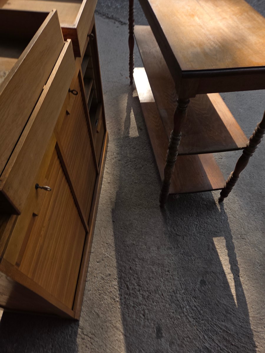 Sideboard From A Former Hotel-restaurant In Nancy, Made Of Period Oak, Restored -photo-3