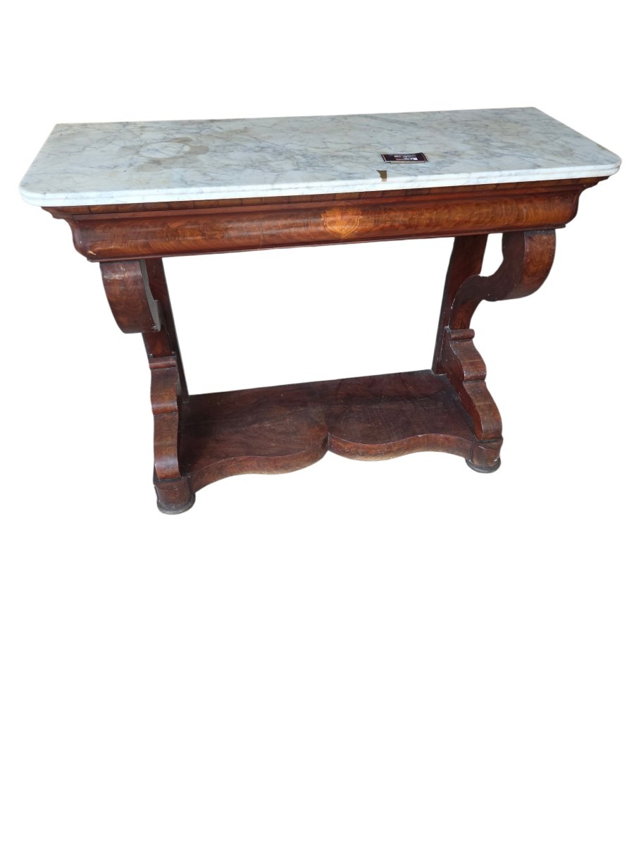 Mahogany Sideboard With White Marble Top-photo-3