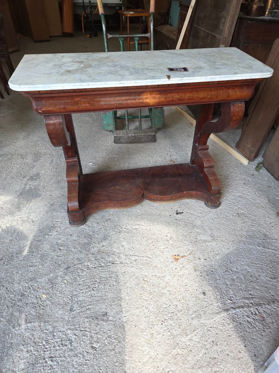 Mahogany Sideboard With White Marble Top-photo-4