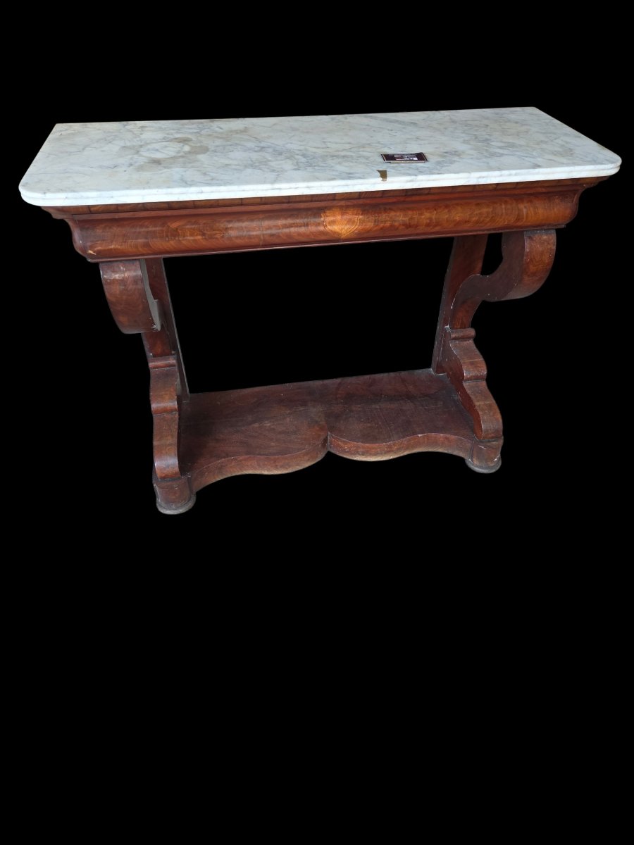 Mahogany Sideboard With White Marble Top