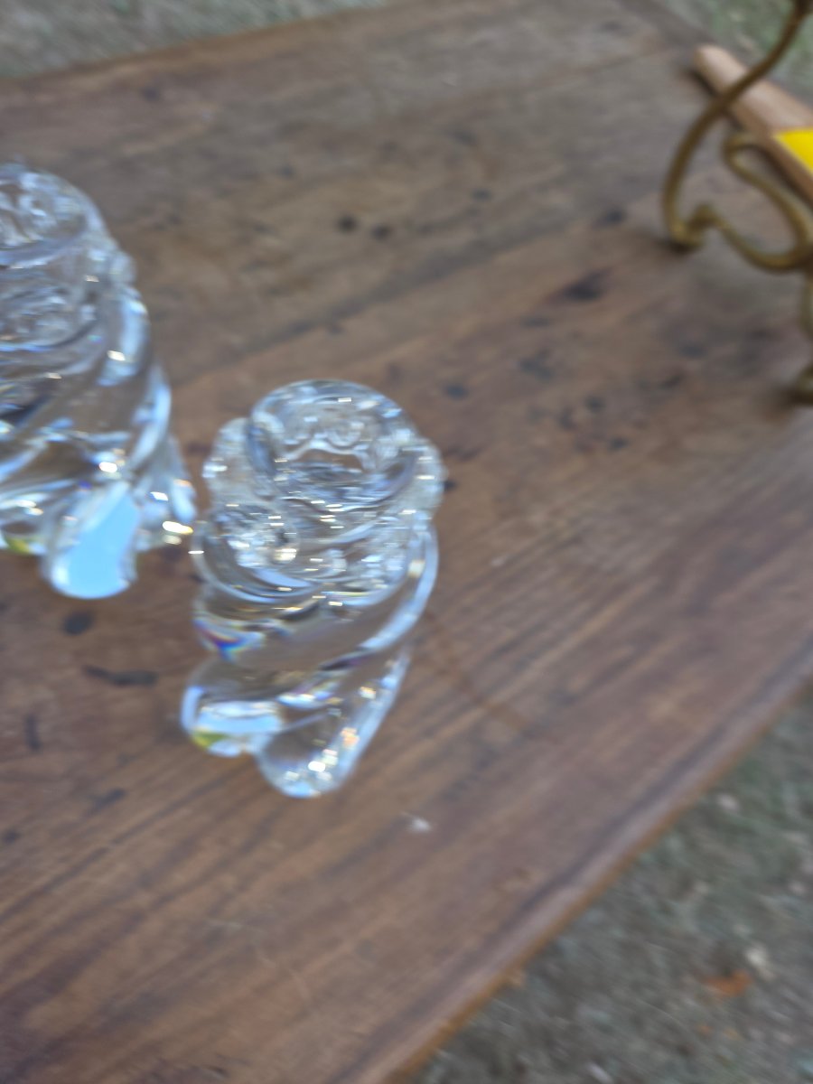 Pair Of Baccarat Crystal Candlesticks From The 1950s, "aladin" Model-photo-2