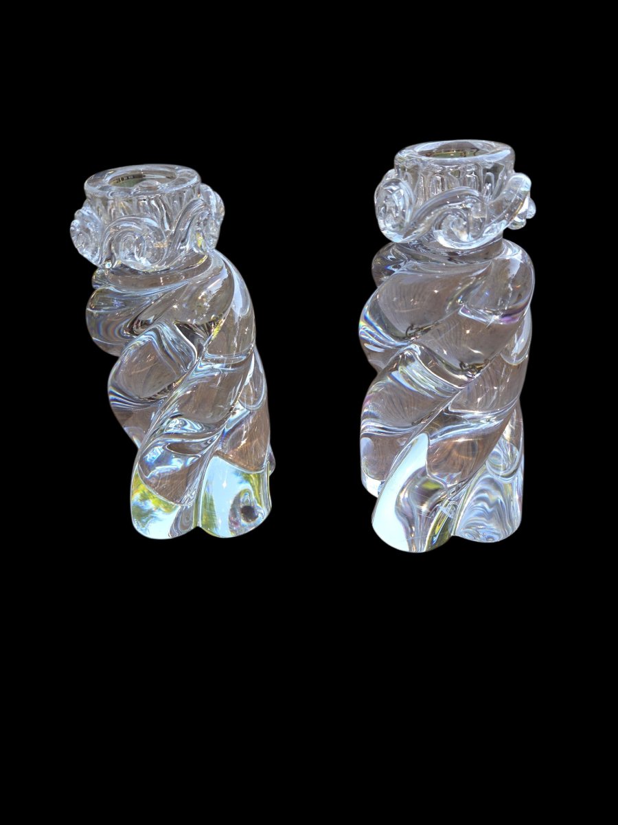 Pair Of Baccarat Crystal Candlesticks From The 1950s, "aladin" Model