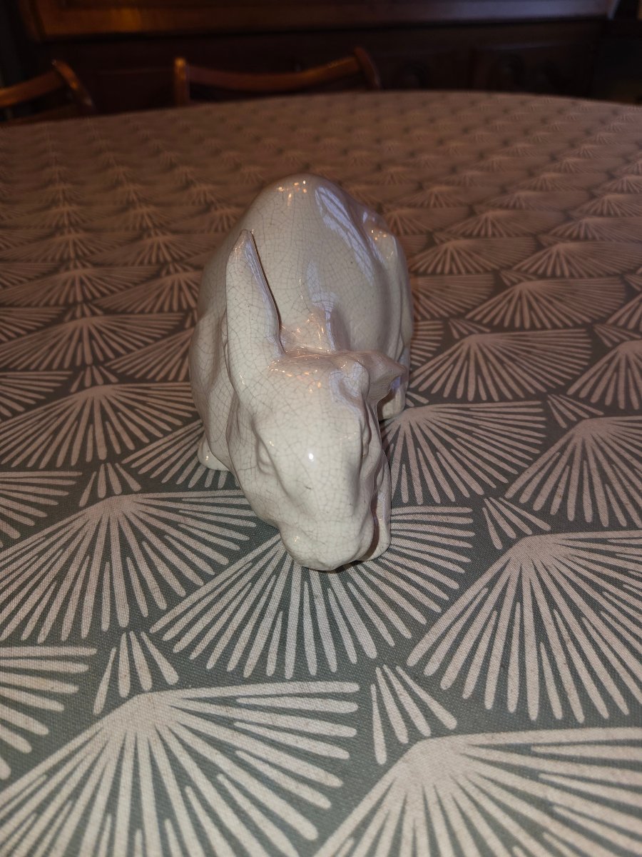 Crackled Earthenware Rabbit, Lemanceau, Saint Clément, From The 1930s-photo-3