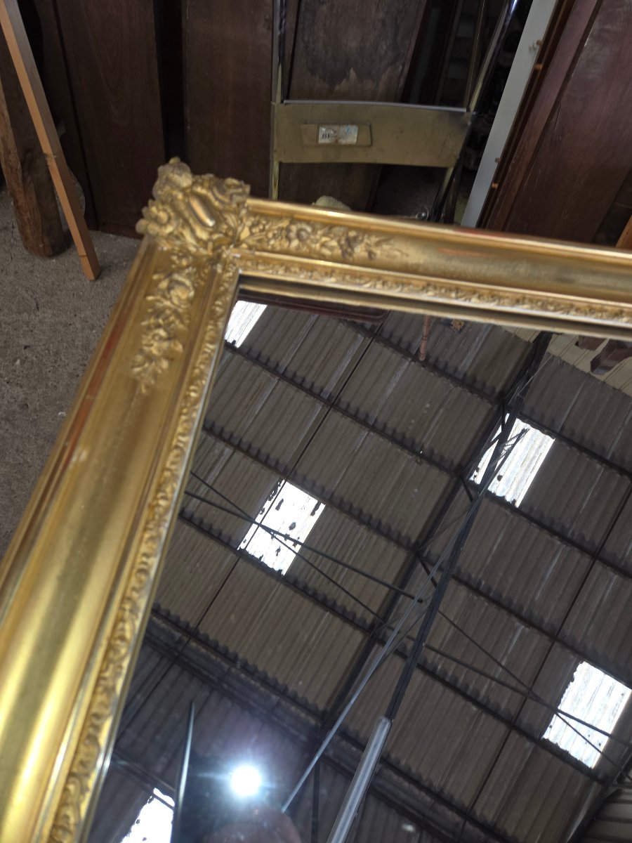 Grand miroir 19eme  doré a la feuille d'or pouvant être mis dans la longueur ou verticalement -photo-2