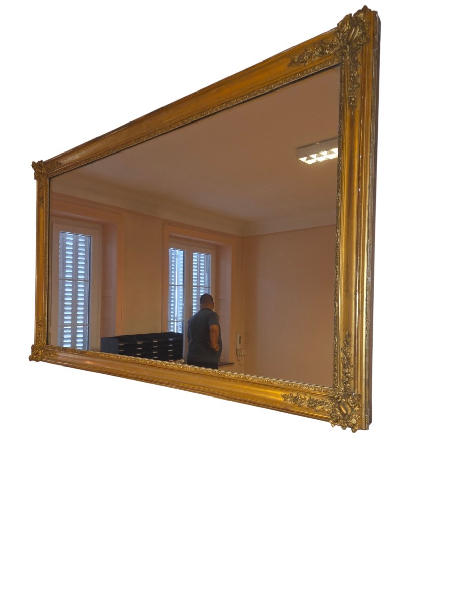 Grand miroir 19eme  doré a la feuille d'or pouvant être mis dans la longueur ou verticalement -photo-5