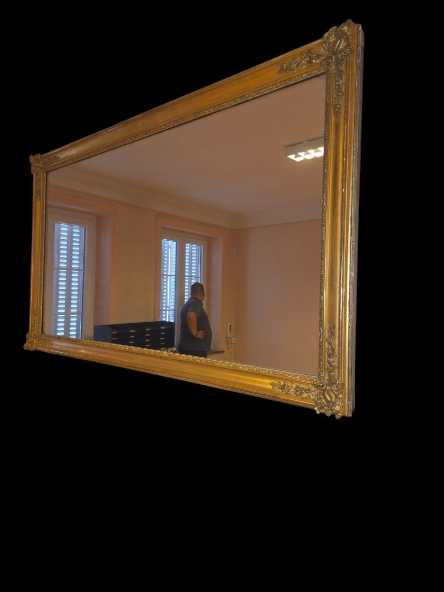 Grand miroir 19eme  doré a la feuille d'or pouvant être mis dans la longueur ou verticalement 