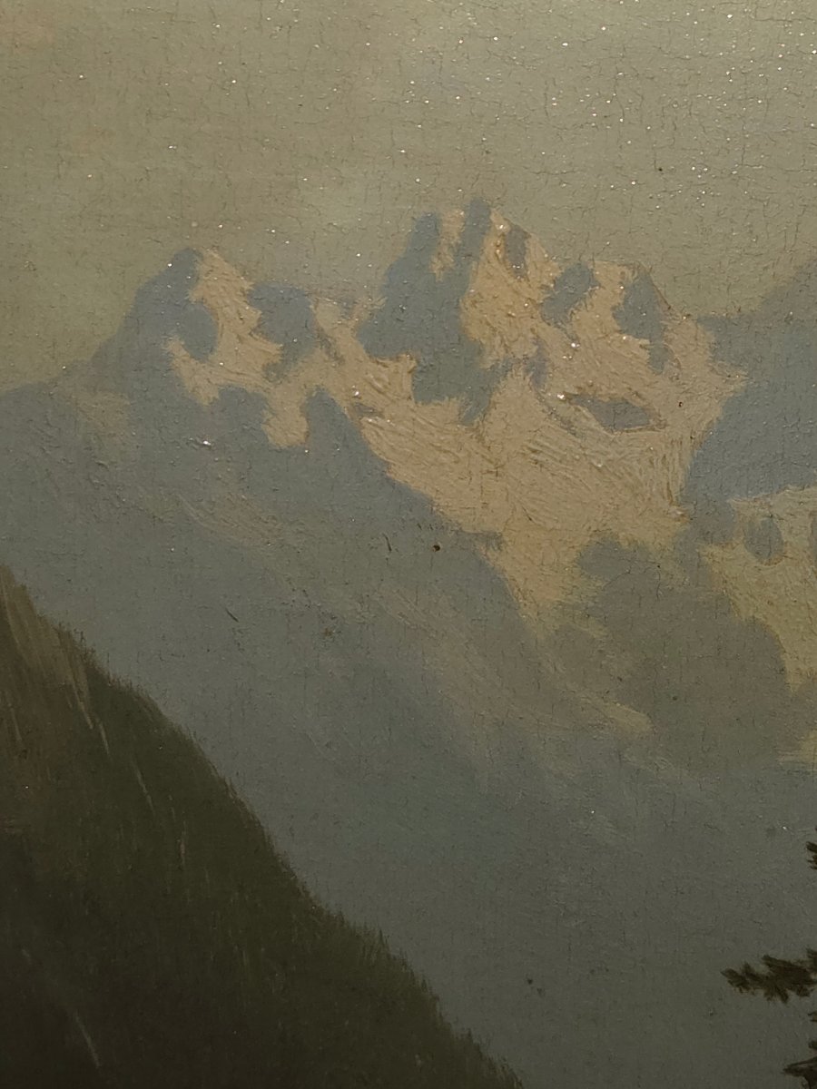 Grande huile sur toile de Josef Theurich peintre autrichien du 19ème datee 1873 -photo-4