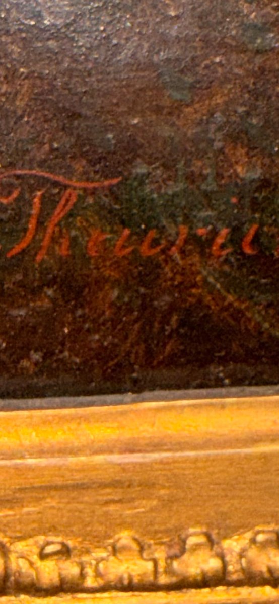 Grande huile sur toile de Josef Theurich peintre autrichien du 19ème datee 1873 -photo-3
