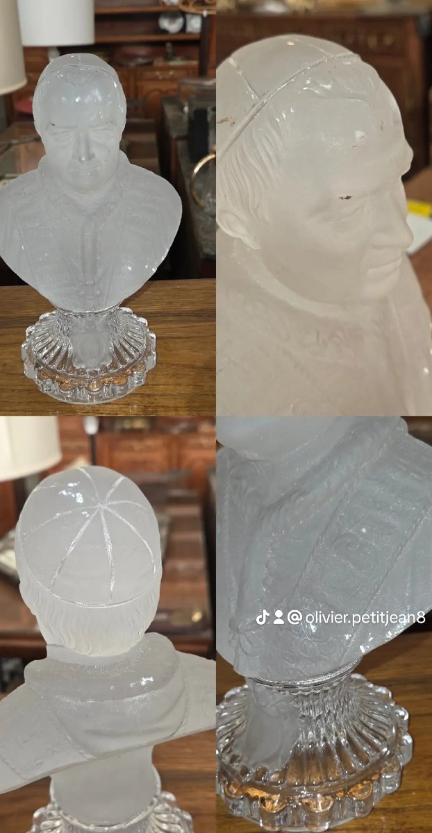 Buste de Pie IX par Baccarat fin du 19eme -photo-3
