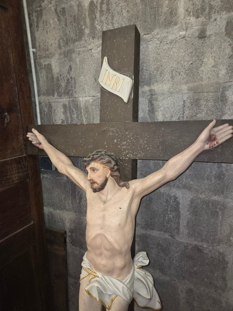 Large Cross With A 19th-century Cast-iron Figure Of Christ -photo-3