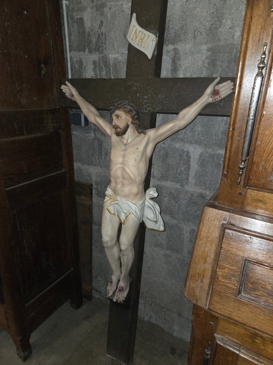 Large Cross With A 19th-century Cast-iron Figure Of Christ 