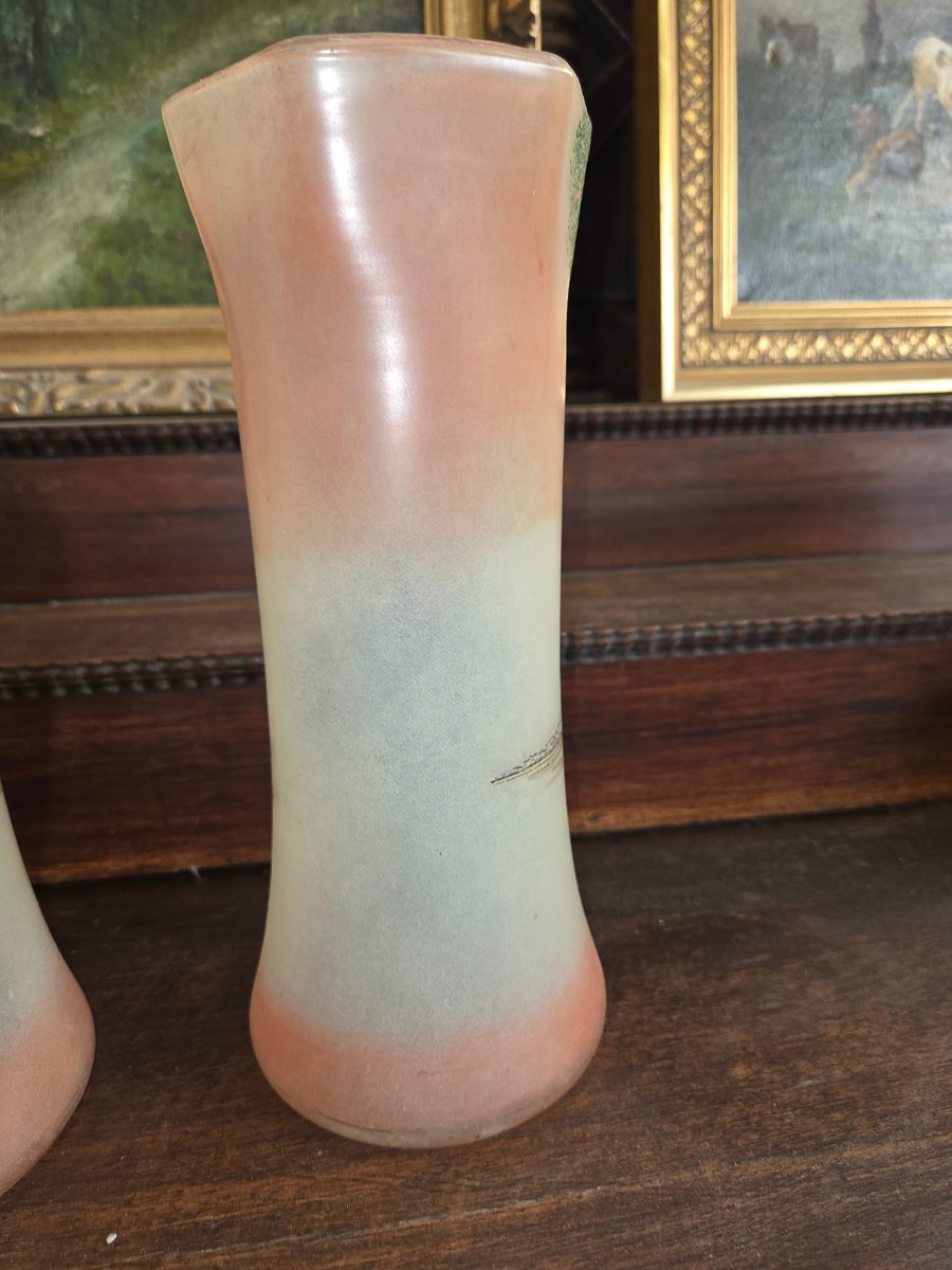 Paire de vases en verre émaillé de Legras (non signés)-photo-3