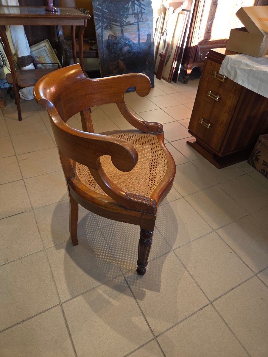 Fauteuil de bureau en acajou d'époque restauration -photo-1