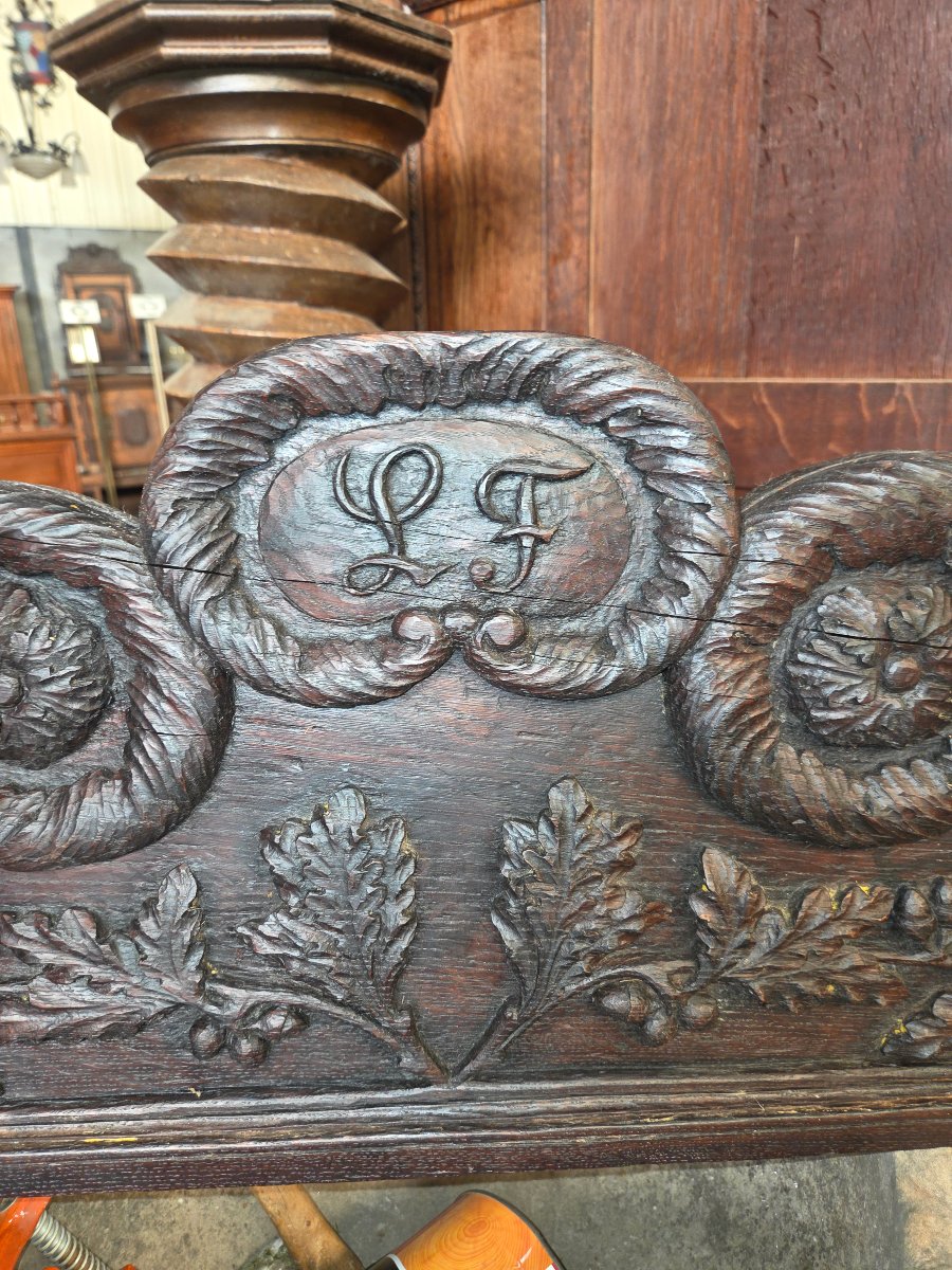 Early 19th-century Oak Door Transom With "lf" Monogram -photo-4